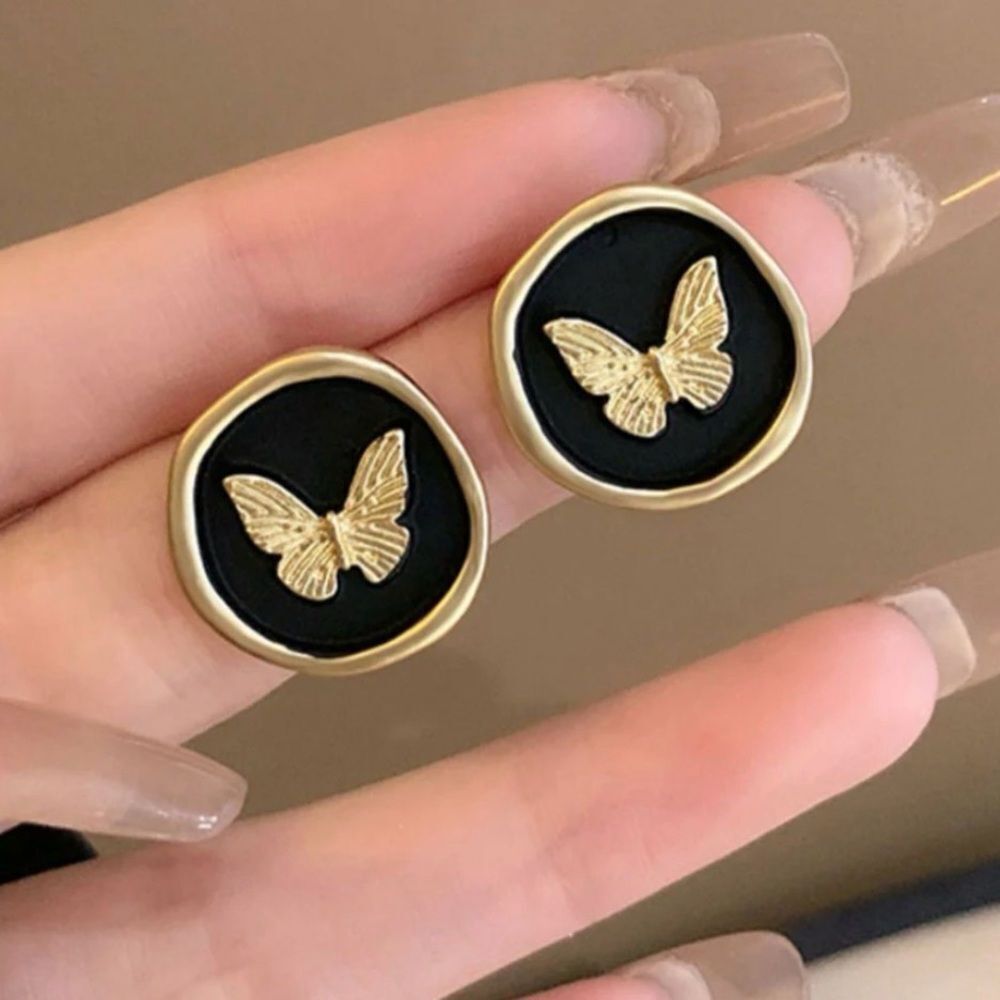 3For$20 Gold and Black Butterfly Earrings Studs